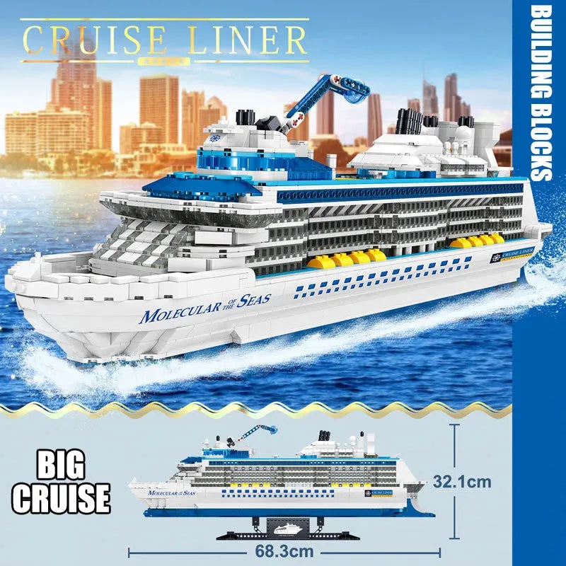 ZHEGAO MOC Building Block Set: Cruise Liner Ship Ocean Boat MINI, Model 01030