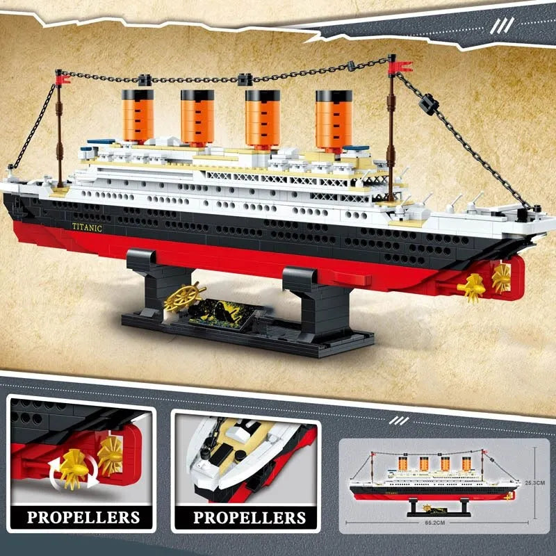ZHEGAO MOC Building Block Set: RMS Titanic Steam Boat Ship, Model QL0958