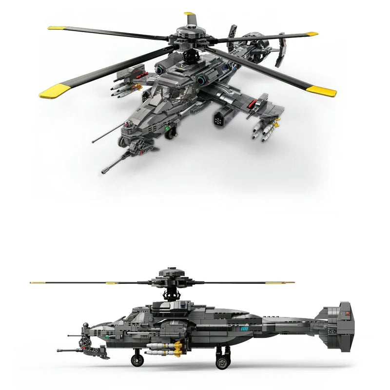 ZHEGAO MOC Building Block Set: Science Fiction Firewolf Attack Helicopter, Model QJ5003