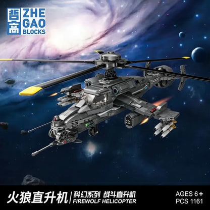 ZHEGAO MOC Building Block Set: Science Fiction Firewolf Attack Helicopter, Model QJ5003