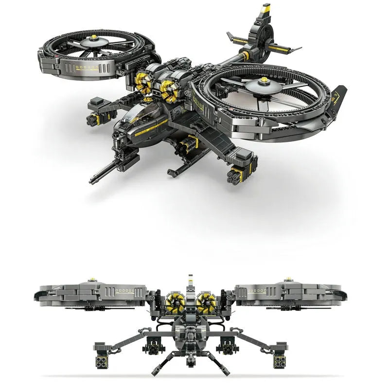 ZHEGAO MOC Building Block Set: Science Fiction Ghost Attack Helicopter, Model QJ5001