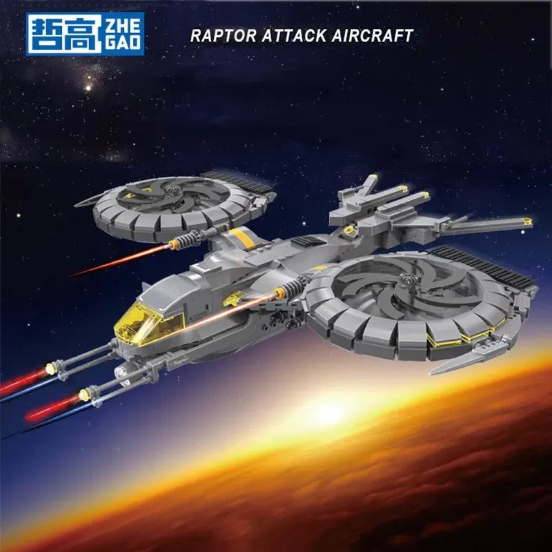 ZHEGAO MOC Building Block Set: Science Fiction Raptor Attack Aircraft, Model QJ5008